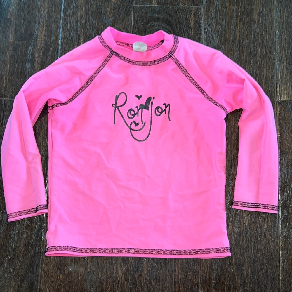 “Ron Jon” pink rash guard with black stitching 2 EUC